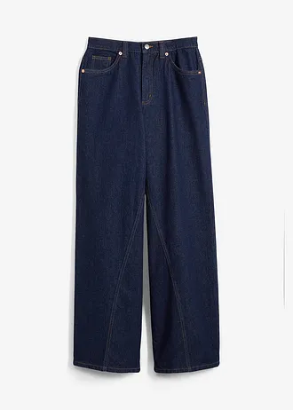 Wide leg jeans, high waist, low stretch