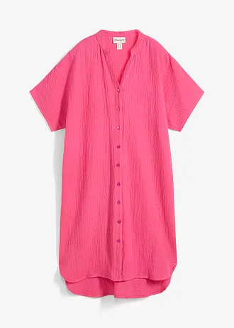 Košilové šaty z čisté bavlny, barva: tmavě pink
