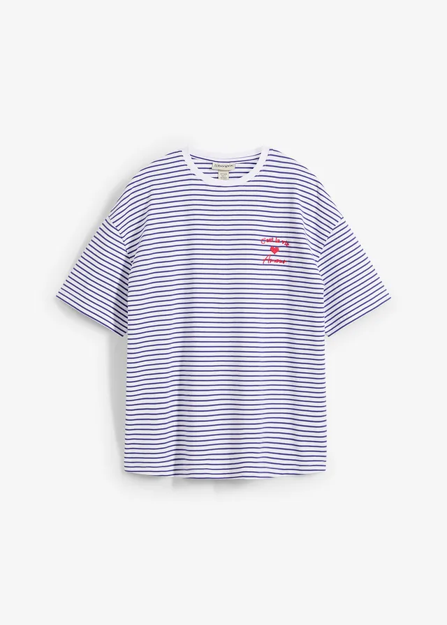 Tricou în dungi, cu broderie