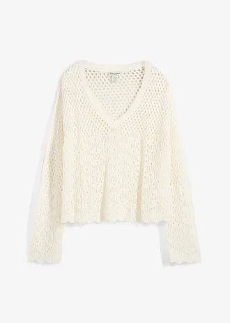 Lichte ajour trui • wolwit • bonprix online shop