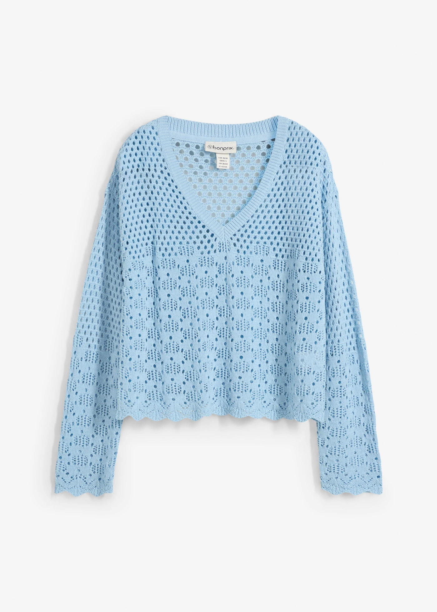 Pulover ajurat subțire • bleu-gheață • magazin bonprix