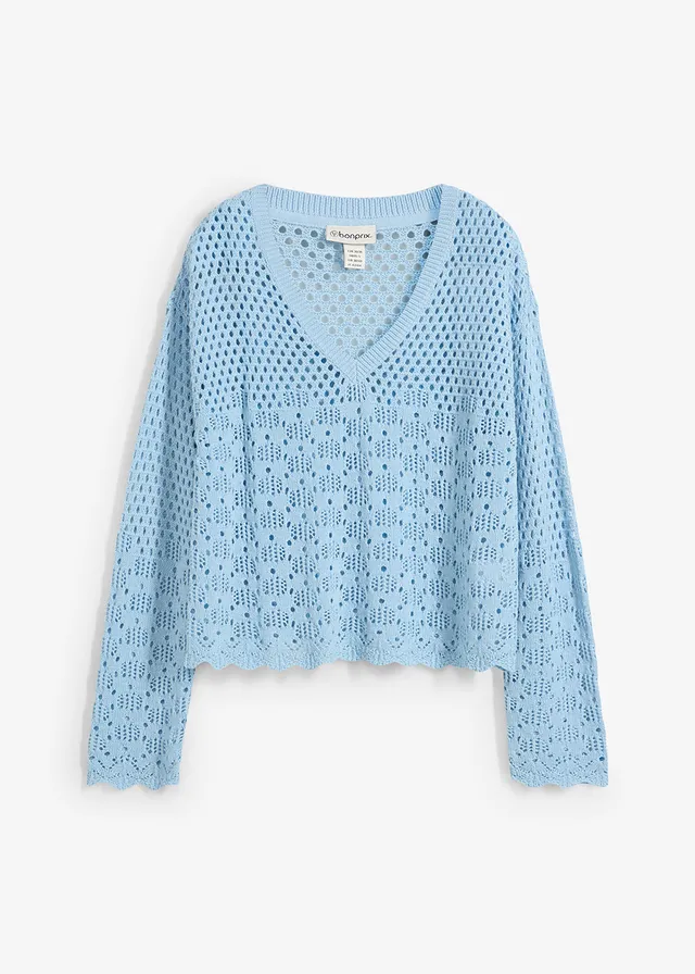 Lichte ajour trui • ijsblauw • bonprix online shop