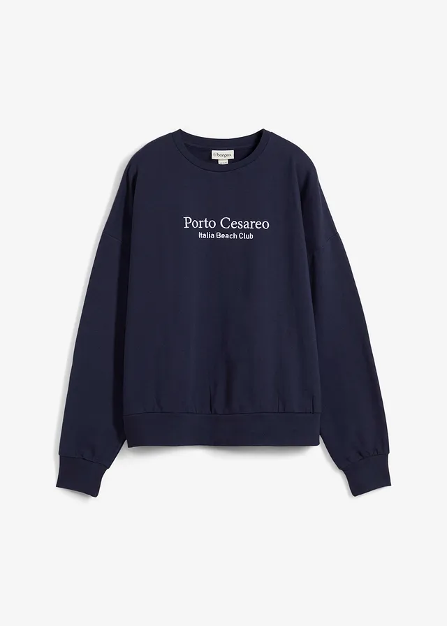 Oversized sweater met borduursel, Kleur: donkerblauw
