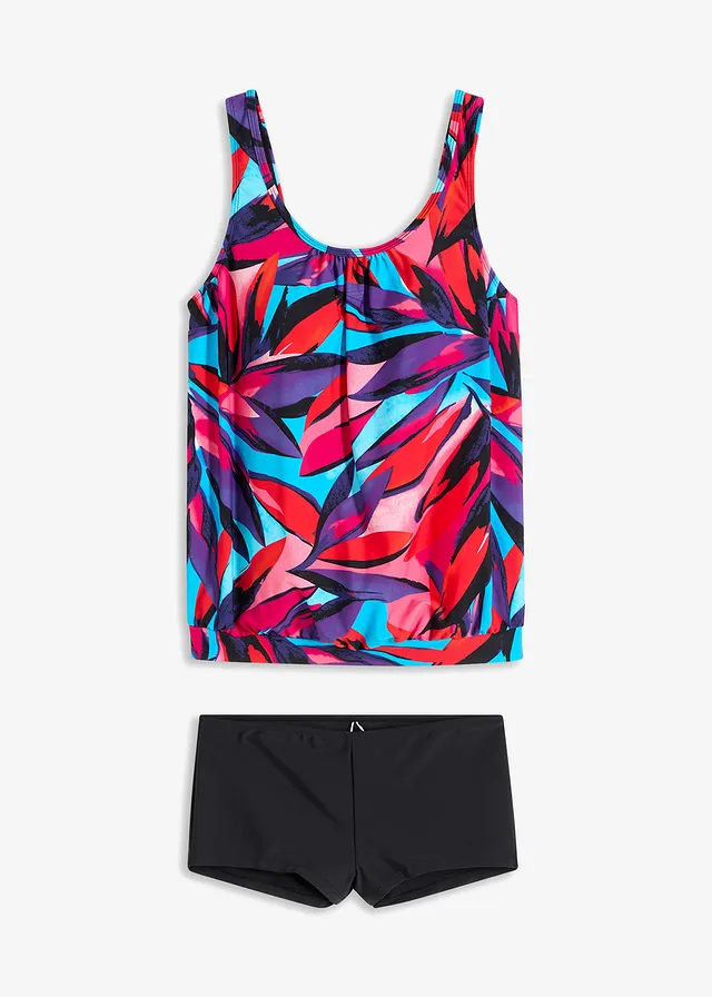 Tankini (ens. 2 pces), Couleur: bleu/rouge/rose graphique