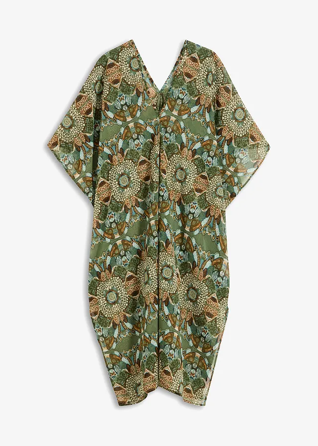 Tunique de plage oversize en crêpe léger • vert-beige floral • Boutique bonprix