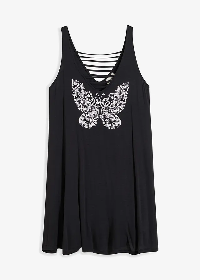 Prześwitująca sukienka plażowa • czarny +biały • bonprix obchod