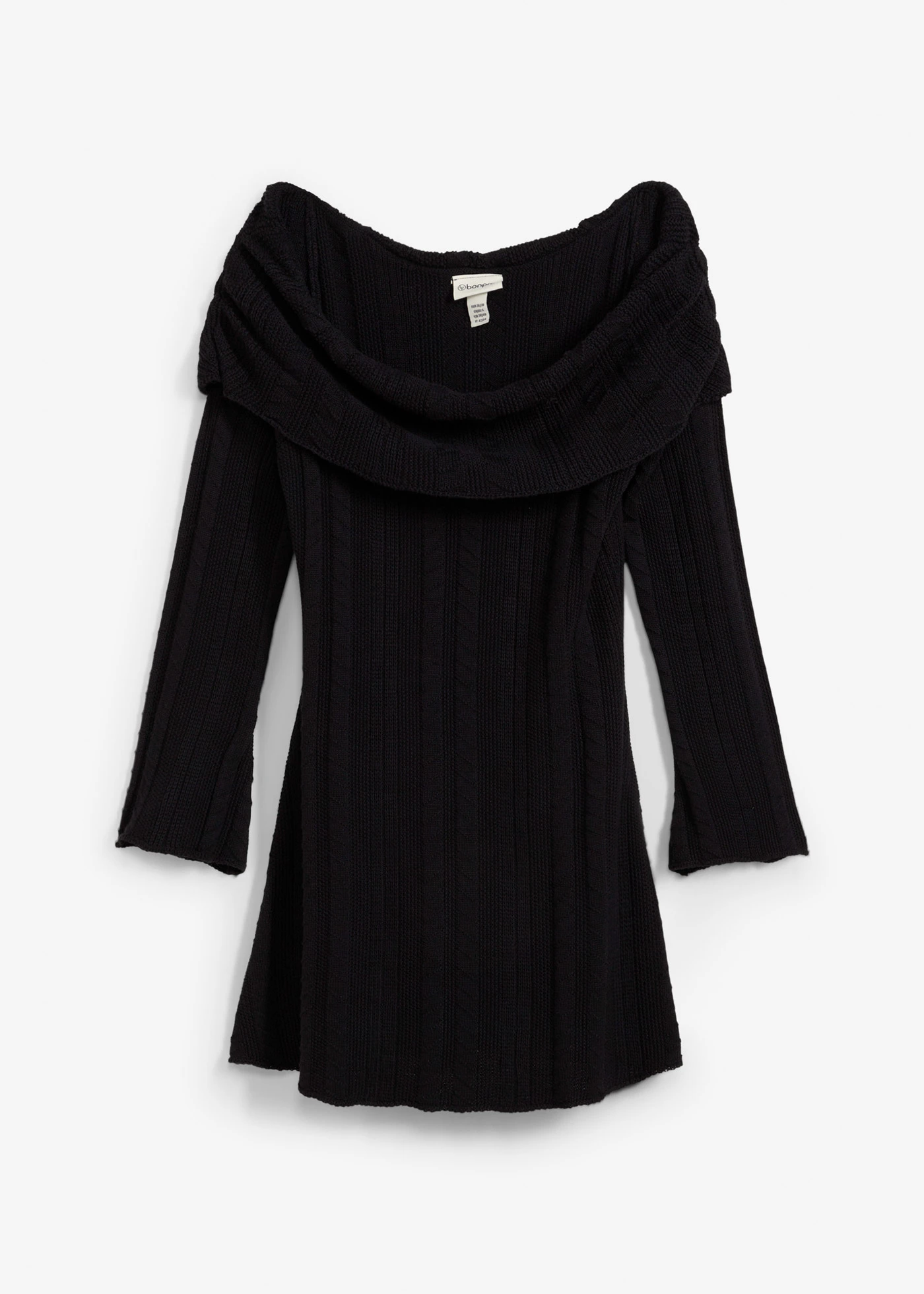 Gebreide jurk met Carmen-hals • zwart • bonprix online shop