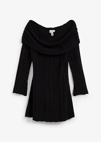 Gebreide jurk met Carmen-hals • zwart • bonprix online shop