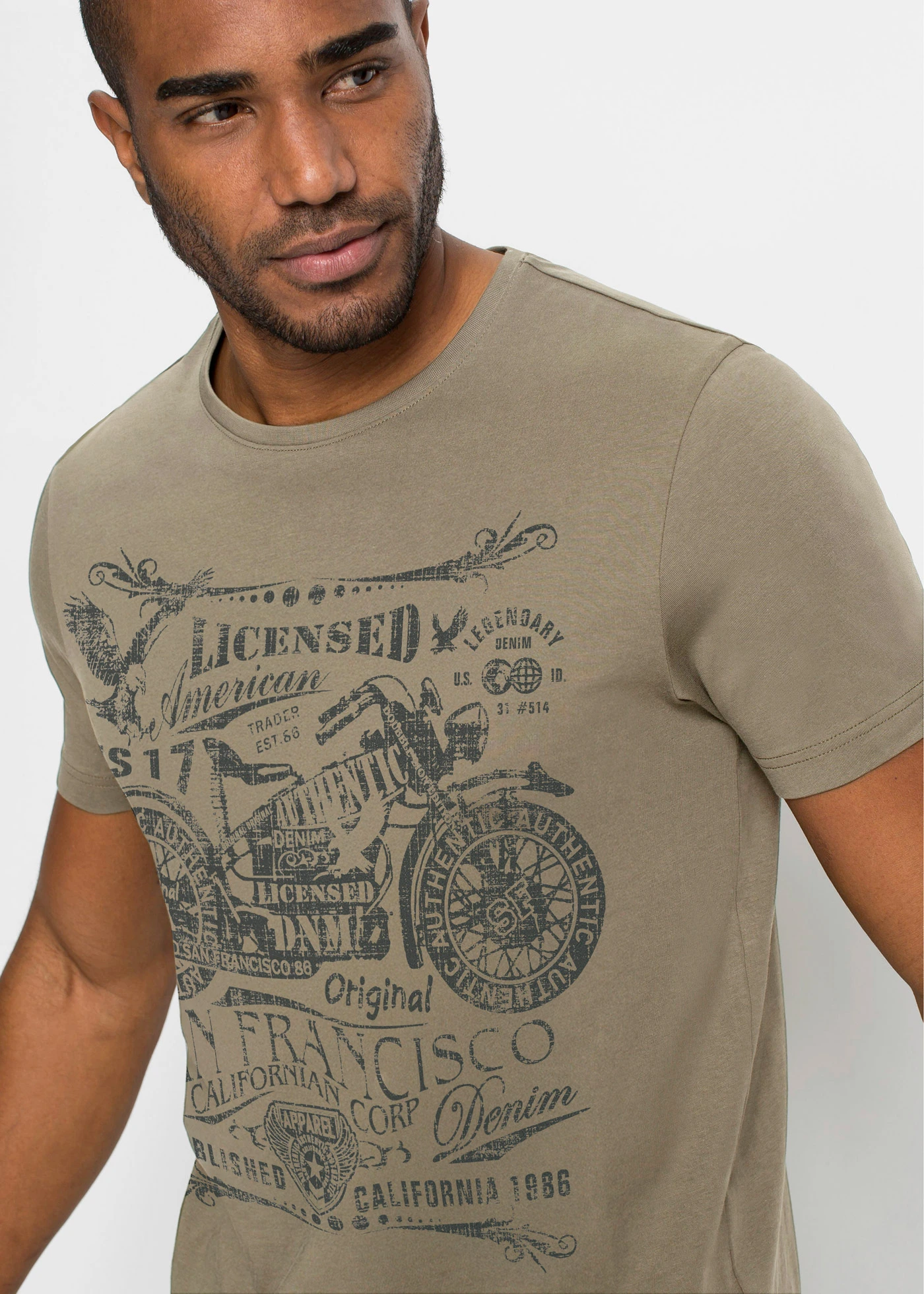 T-shirt van puur katoen • new kaki met print • bonprix online shop