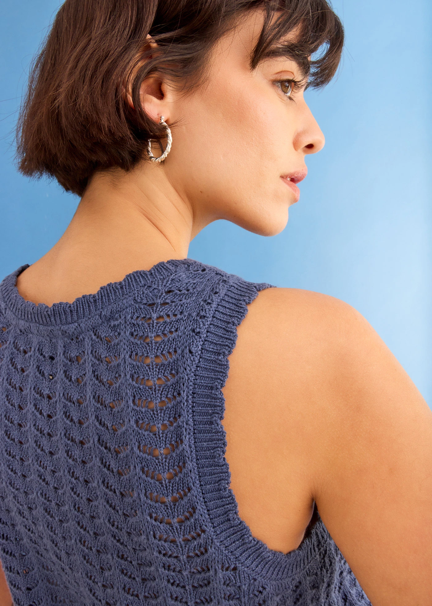 Mouwloos ajour vest • indigo • bonprix online shop