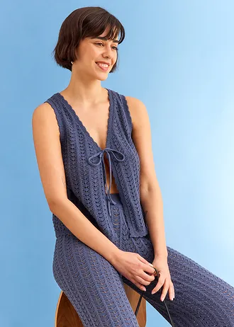 Mouwloos ajour vest • indigo • bonprix online shop