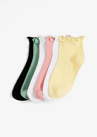 Korte sokken met biologisch katoen (6 paar) • wit+zwart+lichtgeel+pastelgroen+soft roze • bonprix online shop