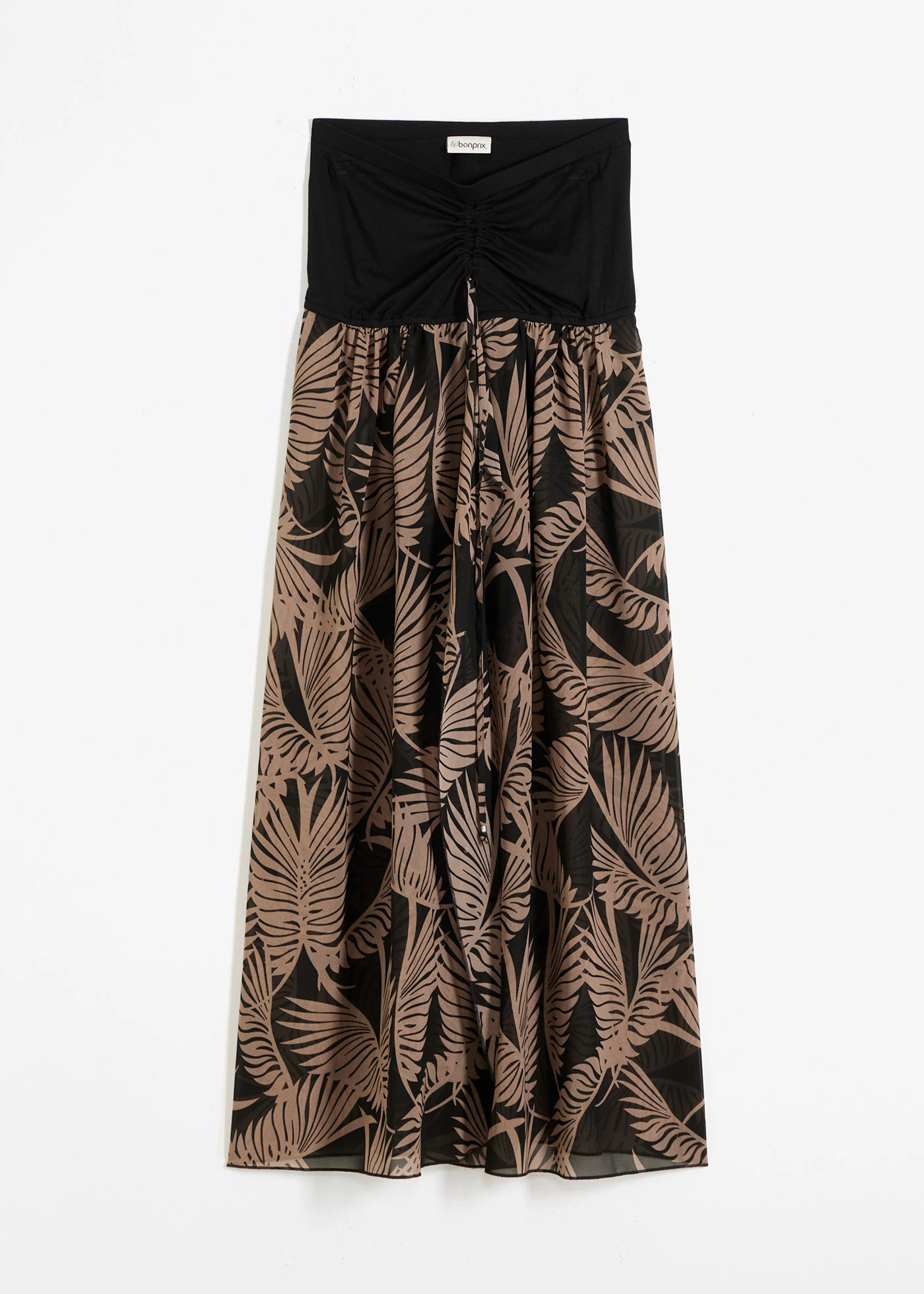 Rochie bandeaux de plajă, din șifon • negru/gri-bej • magazin bonprix