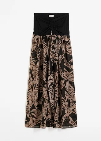 Rochie bandeaux de plajă, din șifon • negru/gri-bej • magazin bonprix