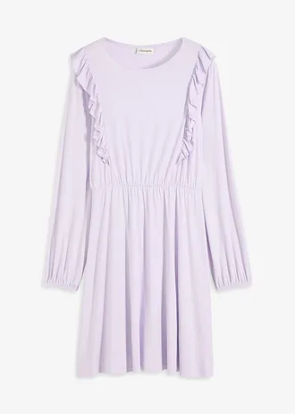 Sukienka z dżerseju z falbanami • kremowy bez • bonprix obchod