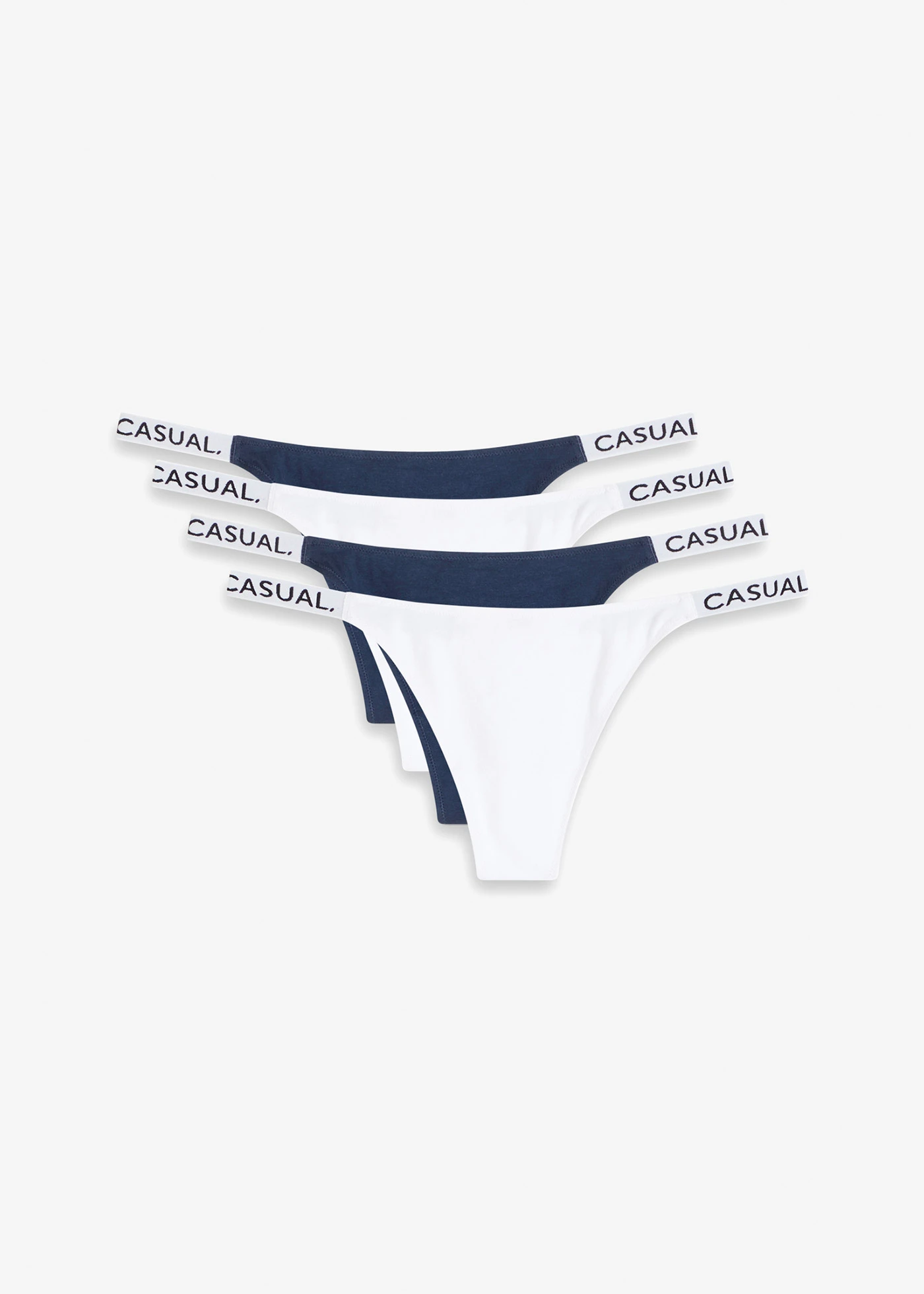 String (set van 4) met biologisch katoen • wit+donkerblauw • bonprix online shop