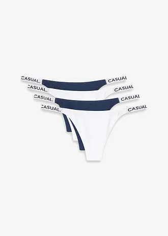 String (set van 4) met biologisch katoen • wit+donkerblauw • bonprix online shop