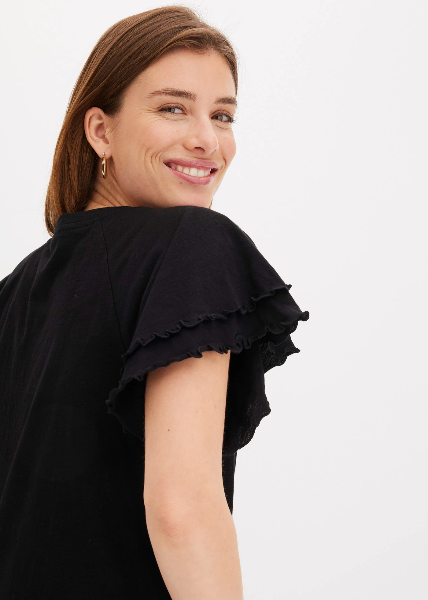 T-shirt à manches fantaisie • noir • Boutique bonprix