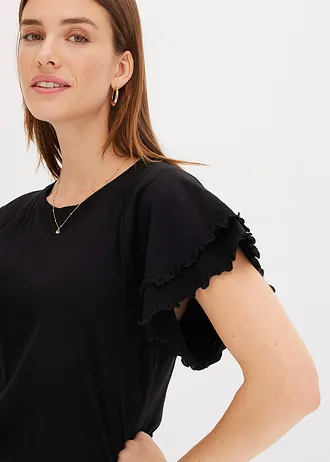 Tričko s hravými rukávy • černá • bonprix obchod