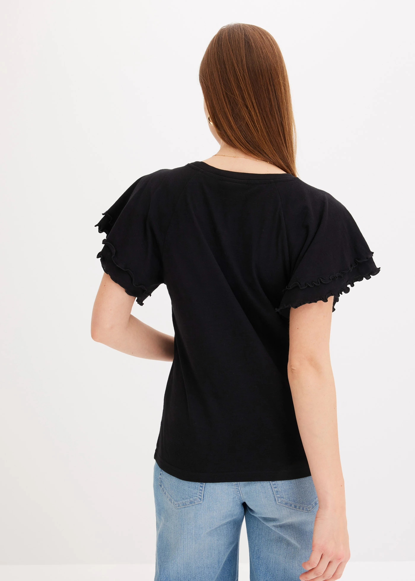 T-shirt à manches fantaisie • noir • Boutique bonprix