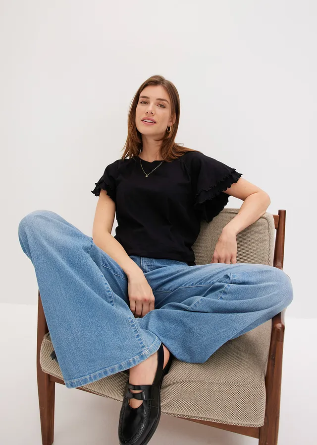 Shirt met opvallende mouwen • zwart • product-page.page-title-suffix