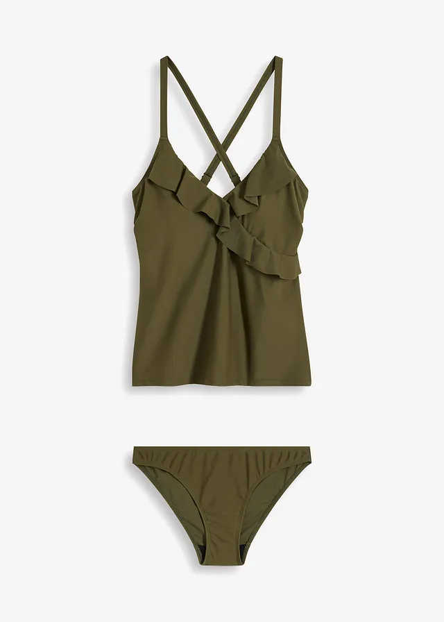 Costum de baie tankini cu volan (set/2 piese)