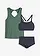 Tankini en top (3-dlg. set), Kleur: olijfgroen-nachtblauw