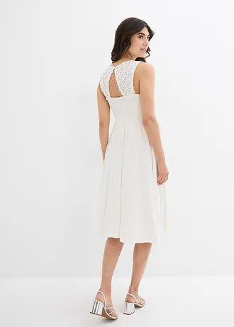 Zwangerschapsjurk met kant en elastische rug, Kleur: wolwit