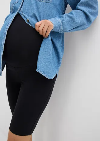 Kismama biciklis nadrág bio-pamutból (2 db-os csomag) • fekete+fekete • bonprix áruház