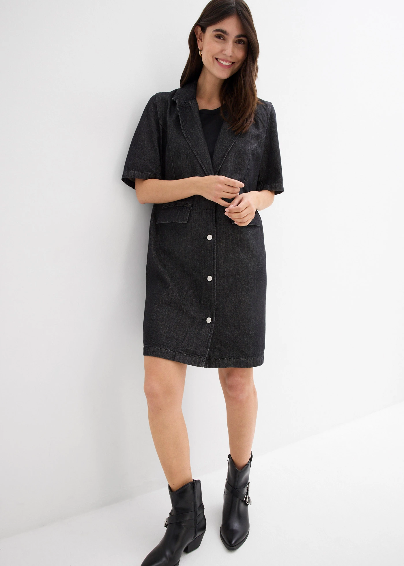 Lange spijkerjas • zwart denim • bonprix online shop