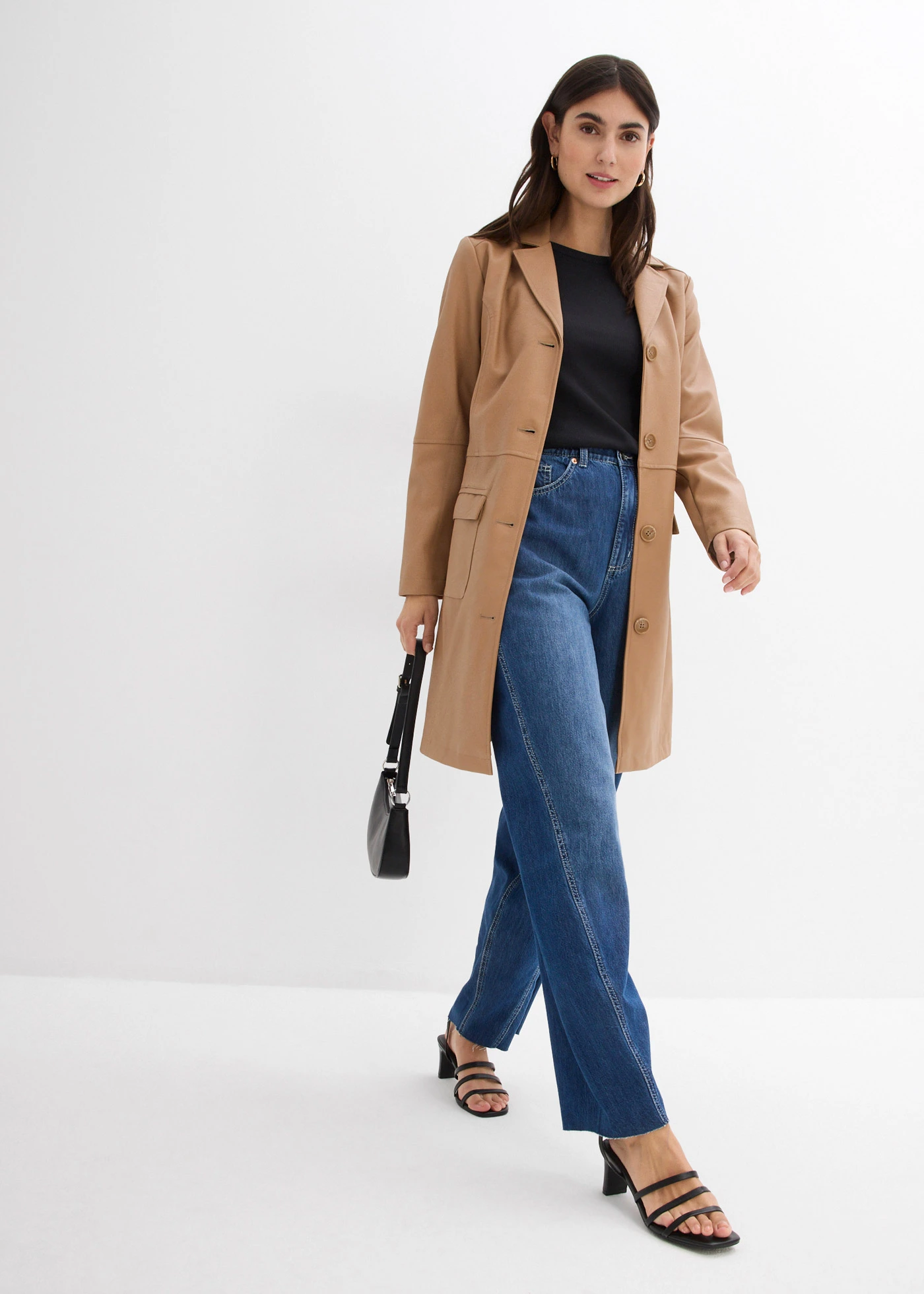 Jeansy typu ballon, high waist, super soft • niebieski denim "used" • sklep bonprix