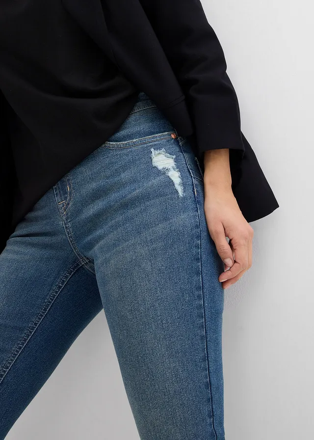Jean skinny taille mi-haute, extensible • bleu stone/beige foncé used • product-page.page-title-suffix