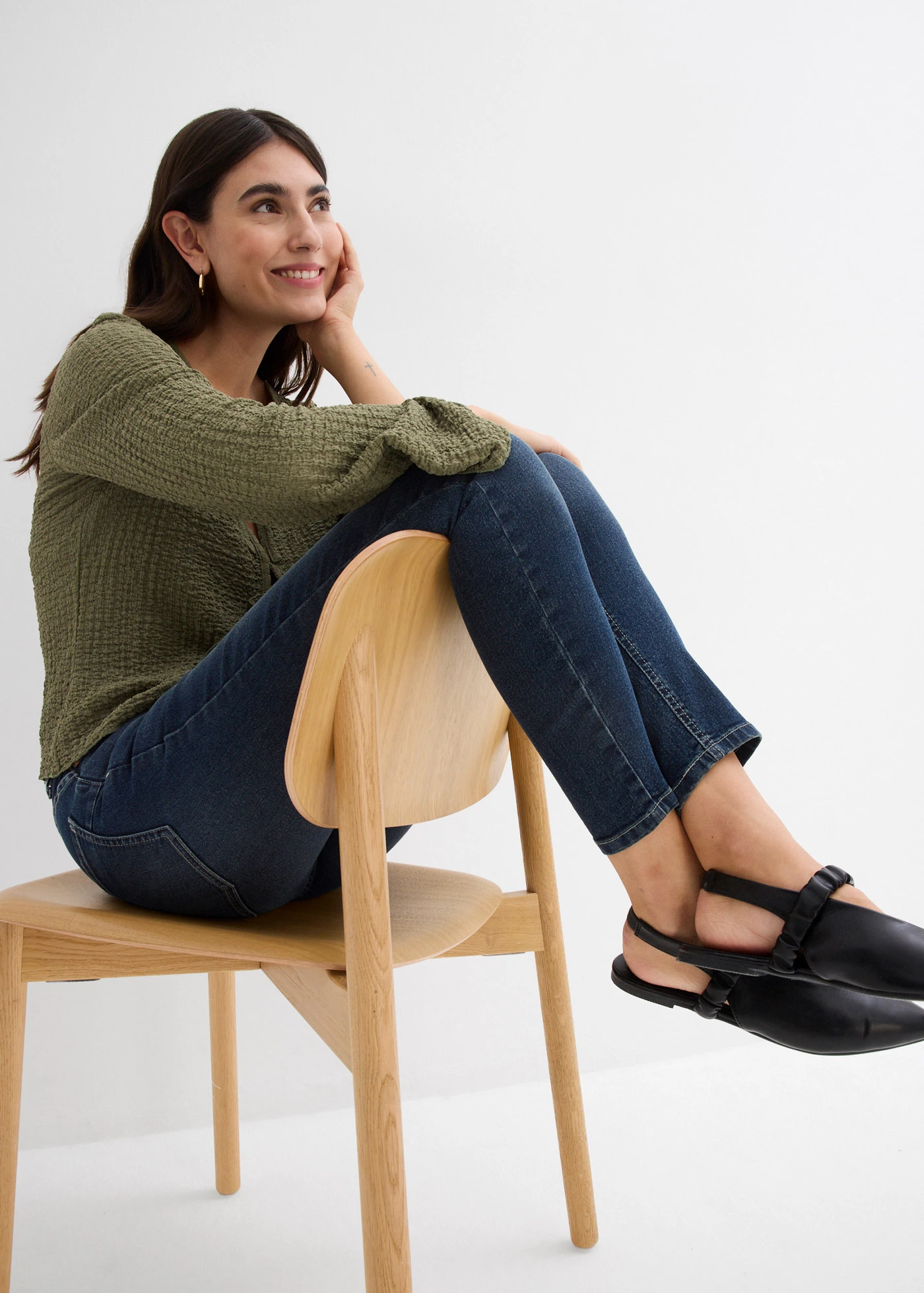 Strečové Skinny džíny, Mid Waist • tmavě modrý denim used • bonprix obchod