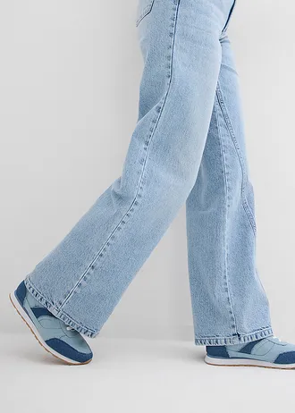 Džíny Wide Leg, High Waist, nízký podíl streče • ledově modrý denim used • bonprix obchod