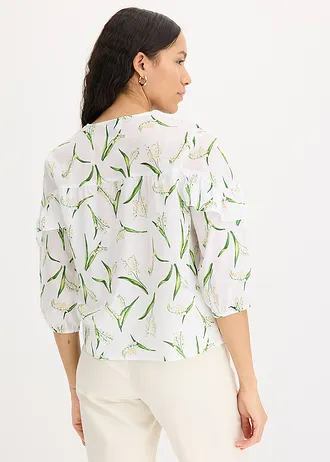 Gedessineerde blouse met volants • wit gebloemd • bonprix online shop