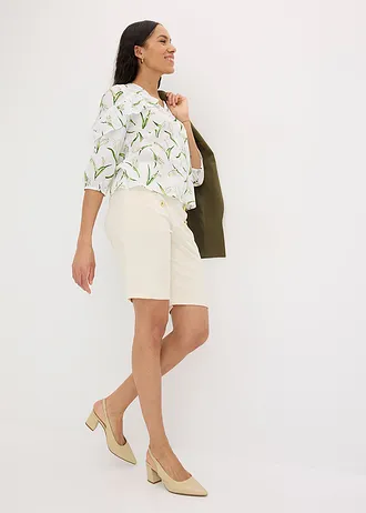 Gedessineerde blouse met volants • wit gebloemd • bonprix online shop