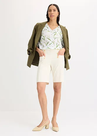 Gedessineerde blouse met volants • wit gebloemd • bonprix online shop