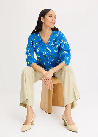 Gedessineerde blouse met volants • gletsjerblauw gebloemd • bonprix online shop