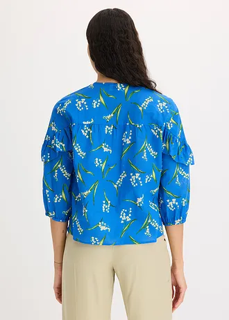 Gedessineerde blouse met volants • gletsjerblauw gebloemd • bonprix online shop