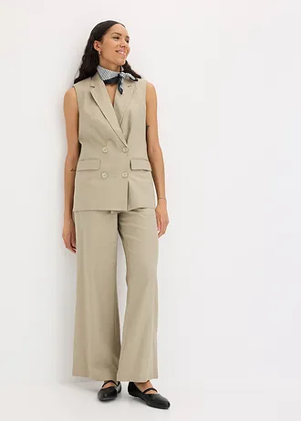 Lněný blejzr bez rukávů • nová khaki • bonprix obchod