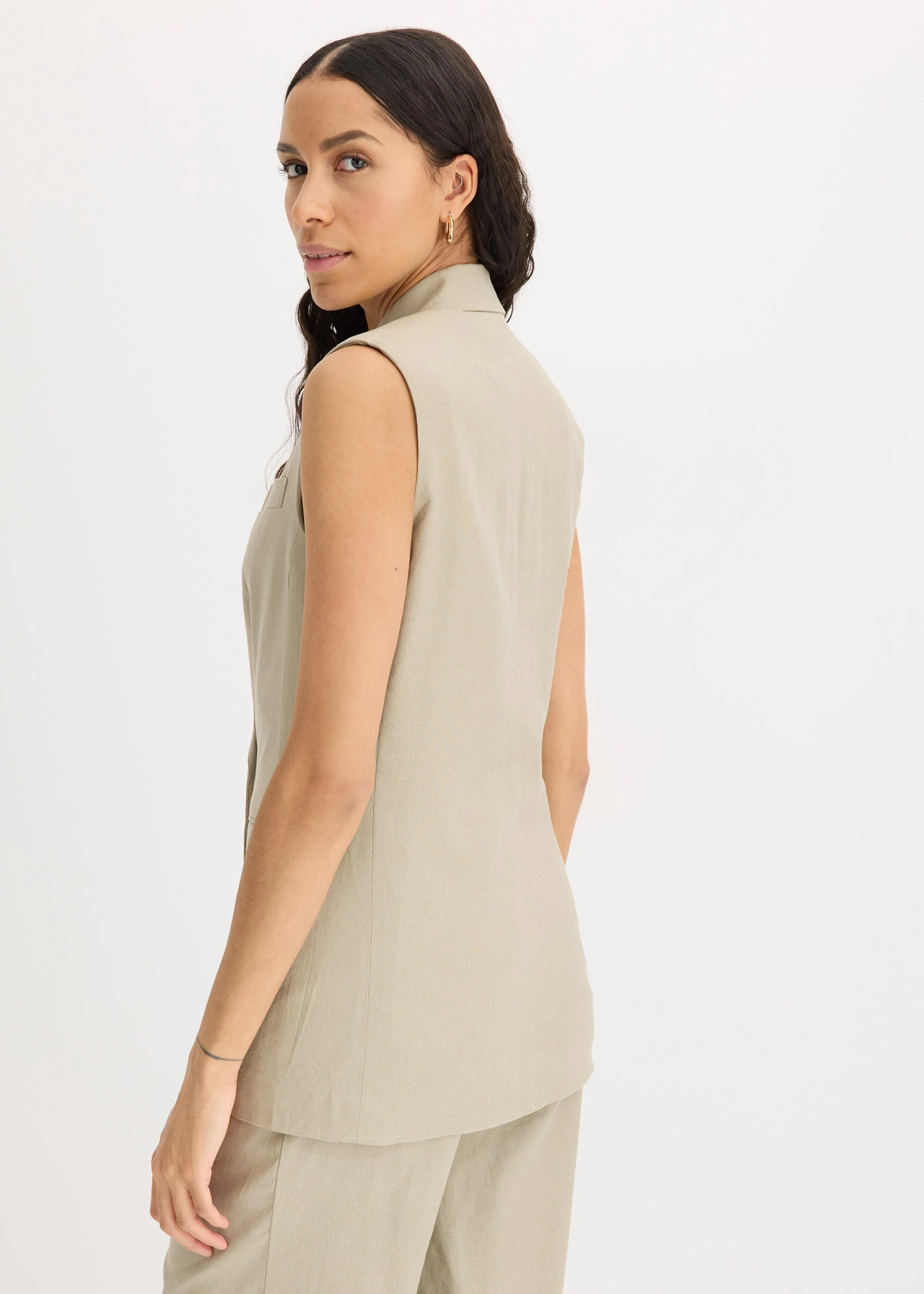 Lněný blejzr bez rukávů • nová khaki • bonprix obchod