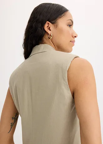 Lněný blejzr bez rukávů • nová khaki • bonprix obchod