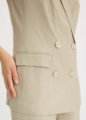 Plátený blejzer bez rukávov • new khaki • obchod bonprix