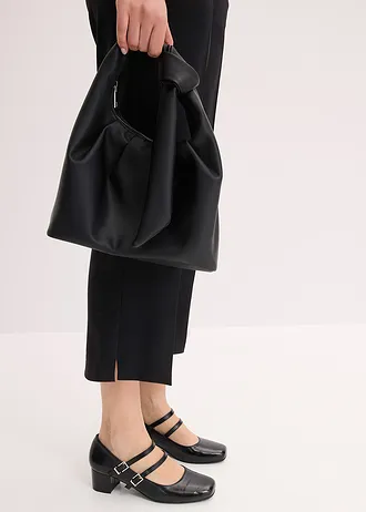 Pantaloni creion 3/4 cu crăpătură • negru • magazin bonprix