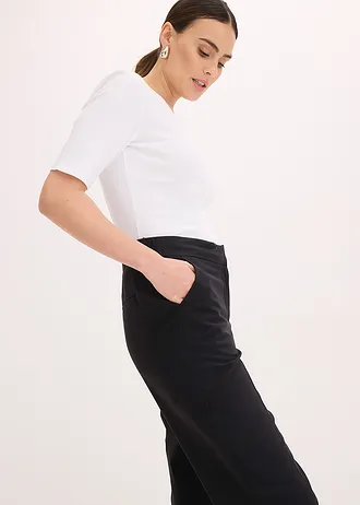 Pantalon 3/4 droit, fendu en bas • noir • Boutique bonprix