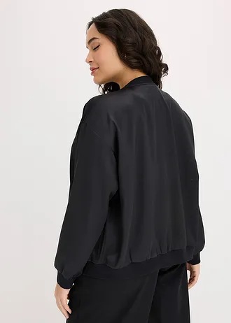 Blouson en satin, Couleur: noir