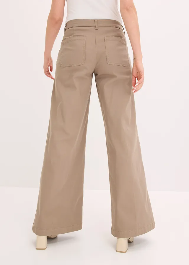 Pantalon large et extensible, Couleur: olive clair
