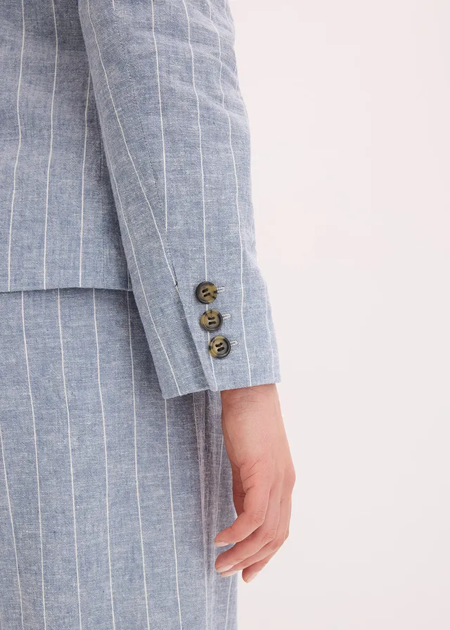 Blazer met linnen • rookblauw-wolwit gestreept • product-page.page-title-suffix
