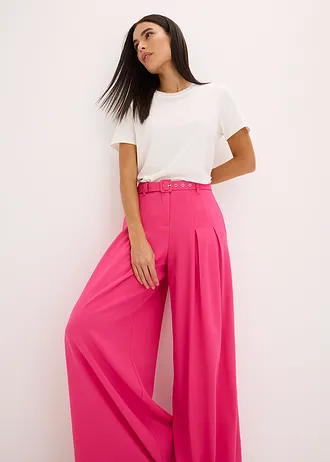 Kalhoty se sklady u pasu a s páskem (2dílná sada) • pinklady • bonprix obchod