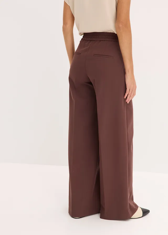 Pantalon large à pinces, Couleur: acajou foncé